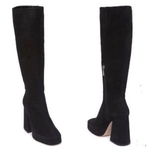 Schultz Colira Knee High Black Suede Platform Boot, Size 9
